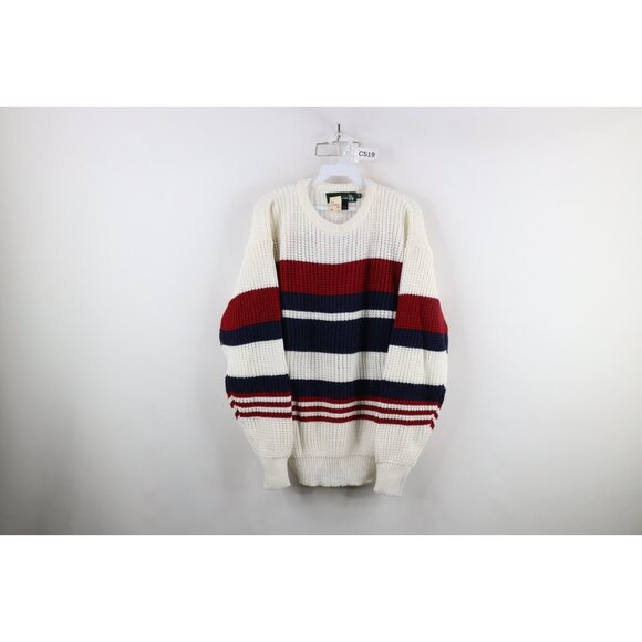 Deadstock Vtg 90s Streetwear Mens Medium Color Block Chunky Ribbed Knit Sweater